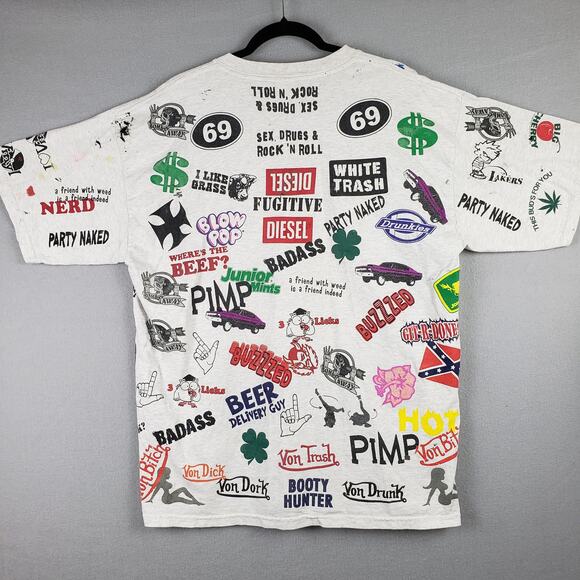 Leadface Band Tee Gray Size XL Graffiti Graphic Streetwear Trash NSFW Maximalist - Picture 2 of 6